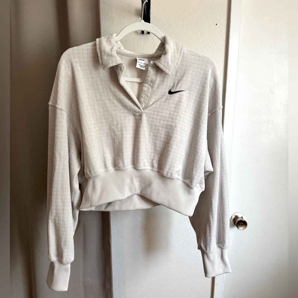 Nike Women's Sportswear Velour Polo Size XS in Cream